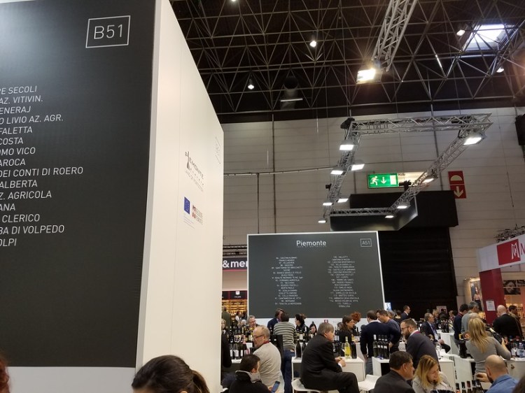 One of three large halls for Italian wines